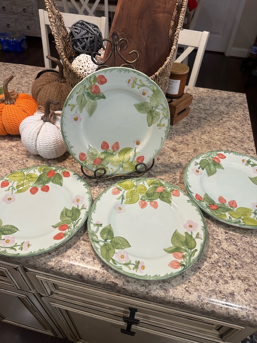 Franciscan Strawberry Time Ceramic Dinner Plates - Set of 4 - Discontinued